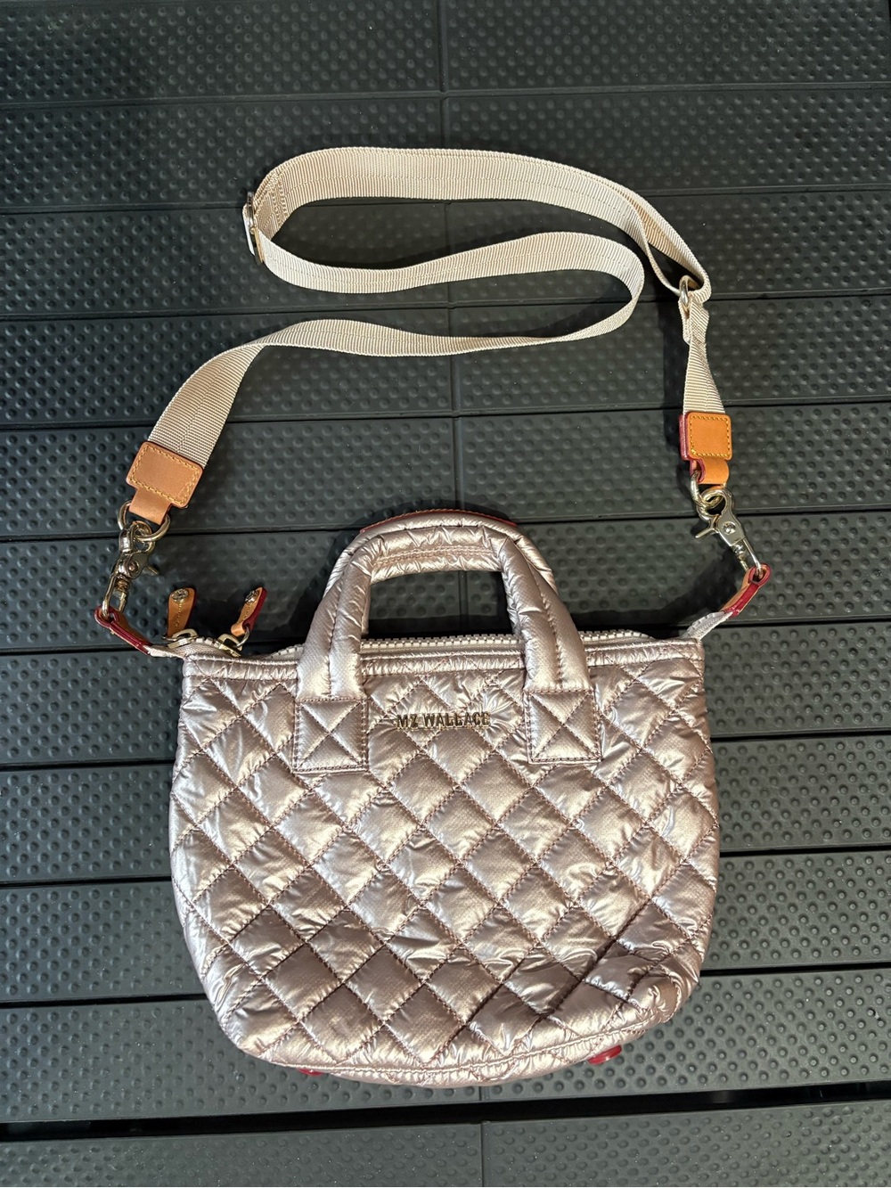 MZ WALLACE Quilted Metallic Rose Gold Tote Crossbody